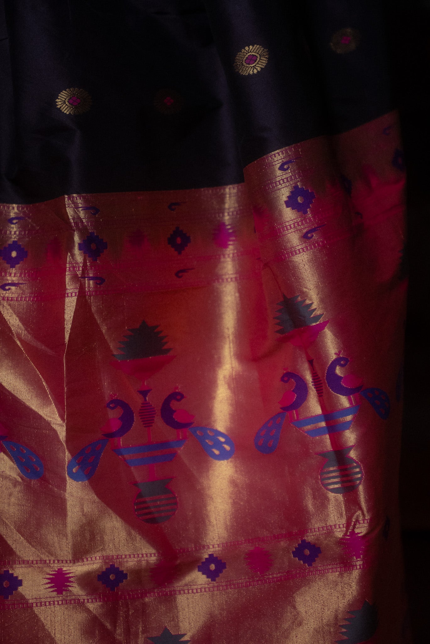 Dark Wine Mulberry Silk Paithani Saree