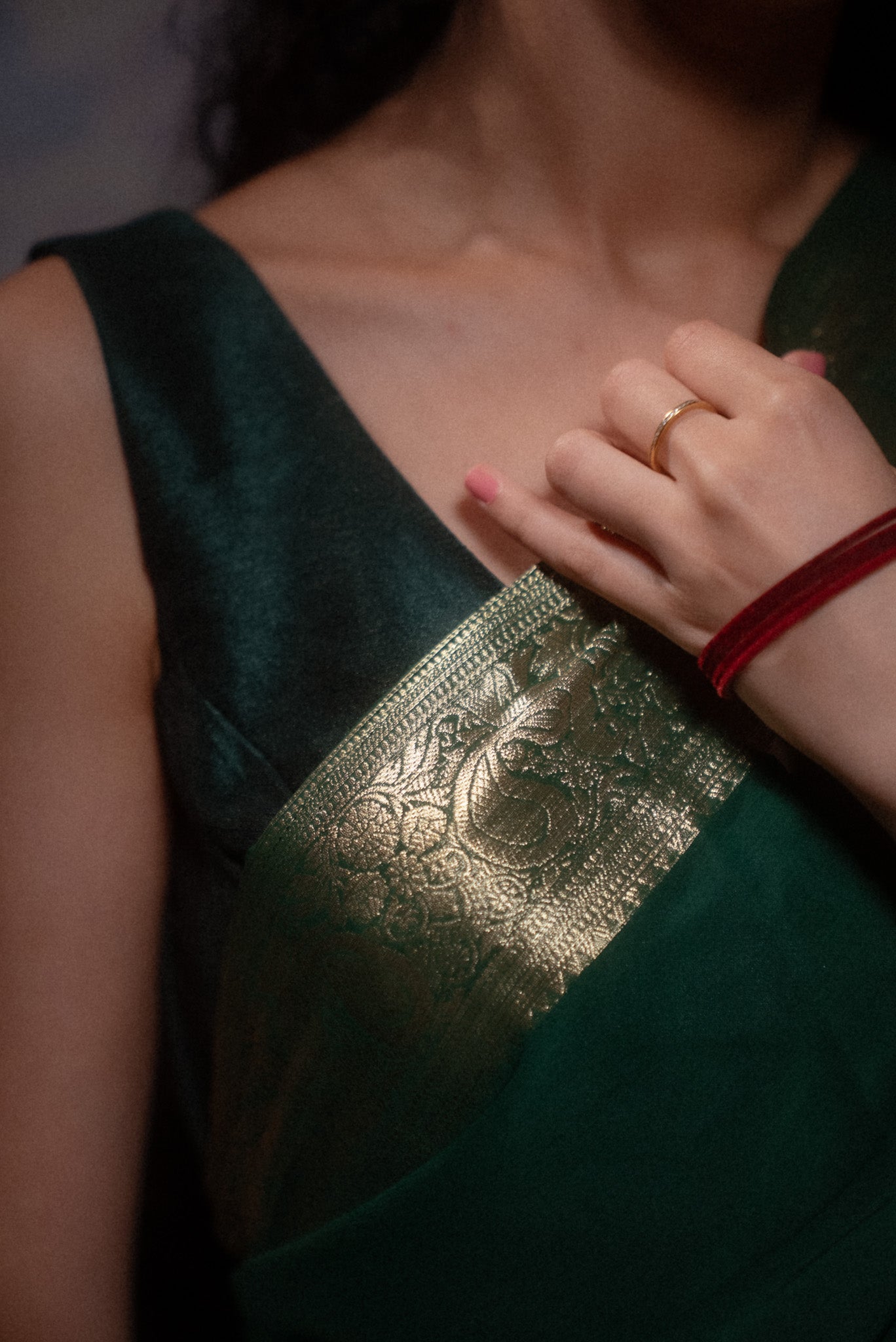 Dark Green Georgette Saree