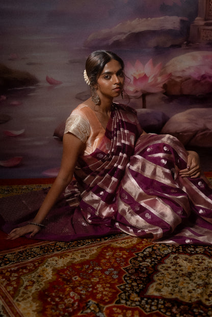 Deep Wine Katan Tissue Saree