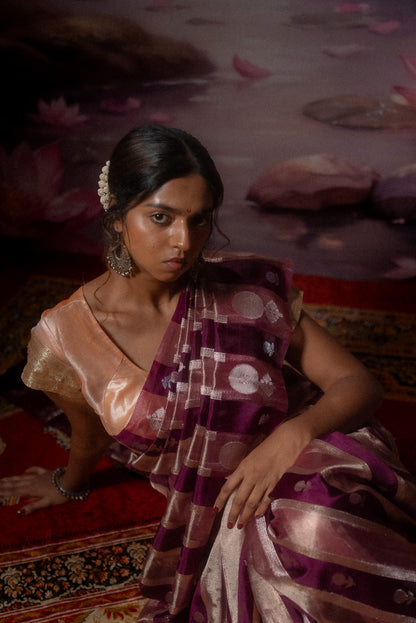 Deep Wine Katan Tissue Saree