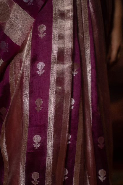 Deep Wine Katan Tissue Saree