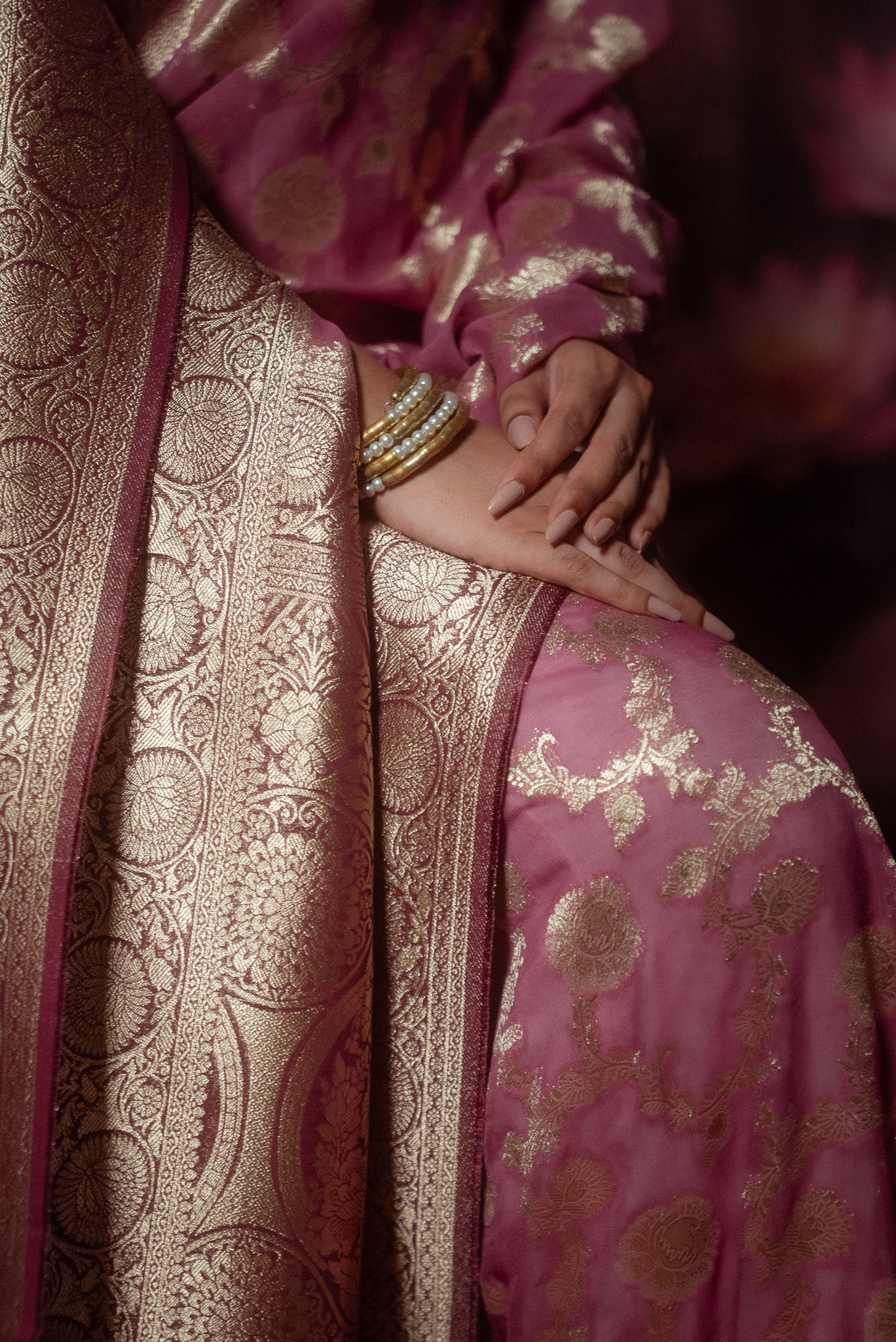 Deep Wine Khaddi Chiffon Saree
