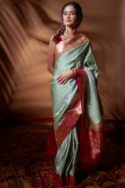 Pista Green Silk Saree