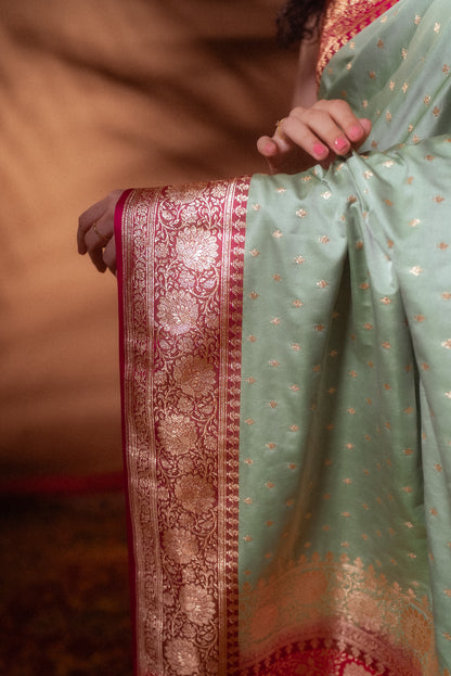 Pista Green Silk Saree