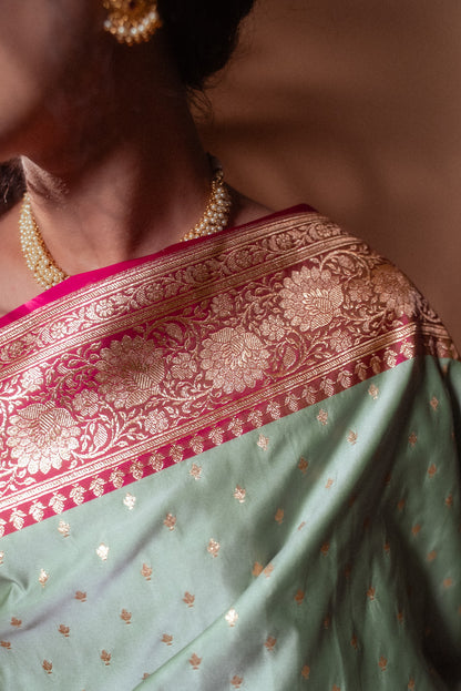Pista Green Silk Saree