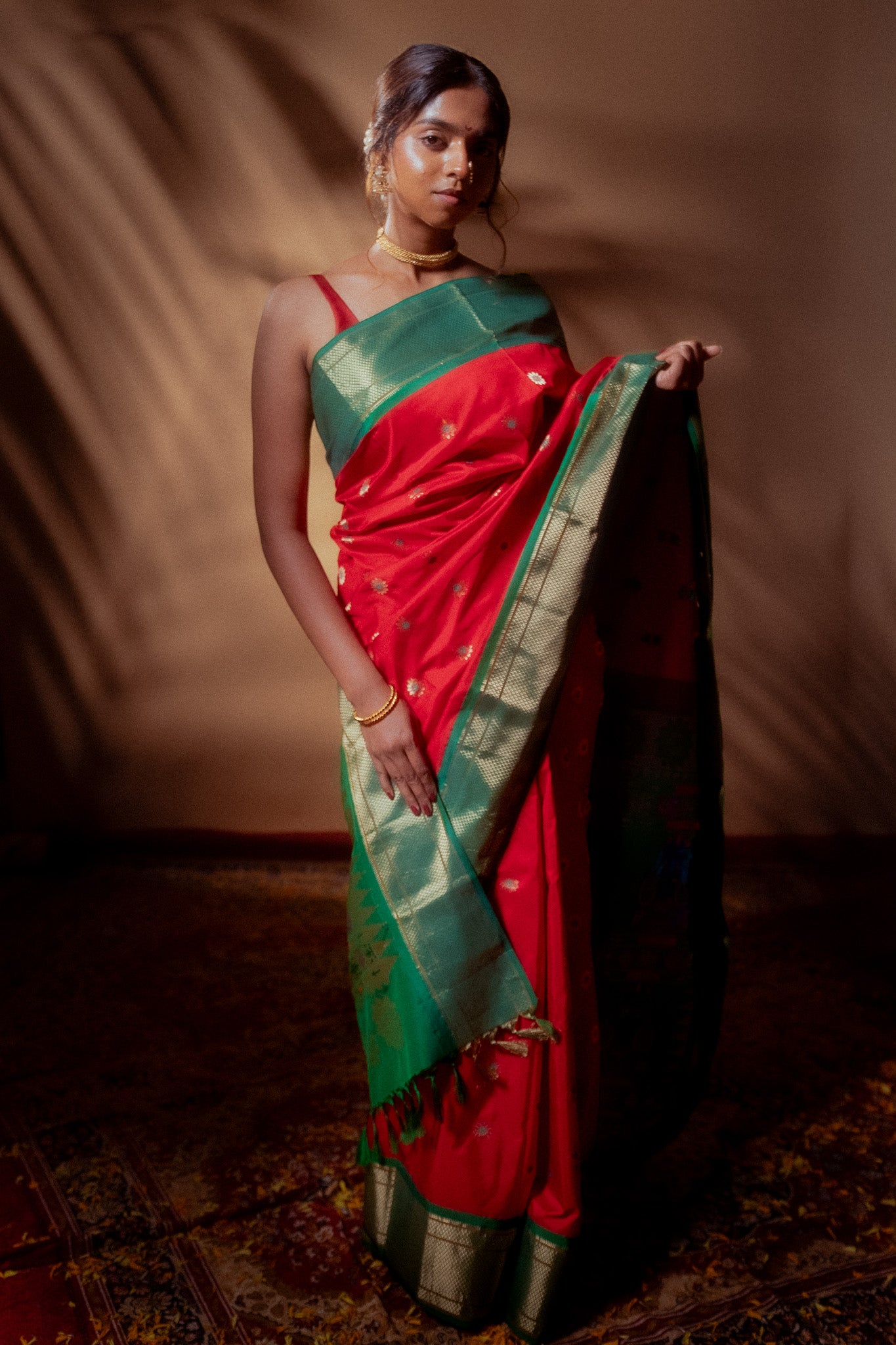 Red Mulberry Silk Paithani Saree