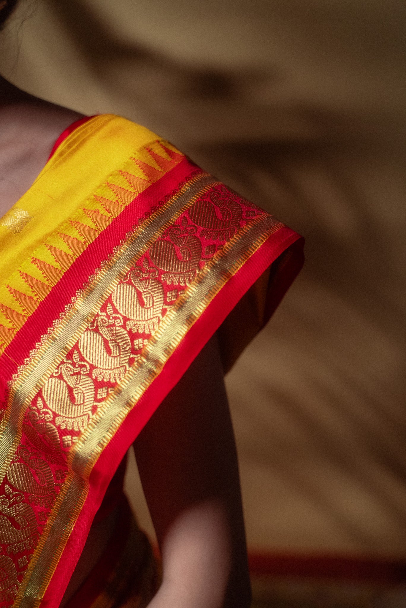 Yellow Mulberry Silk Paithani Saree