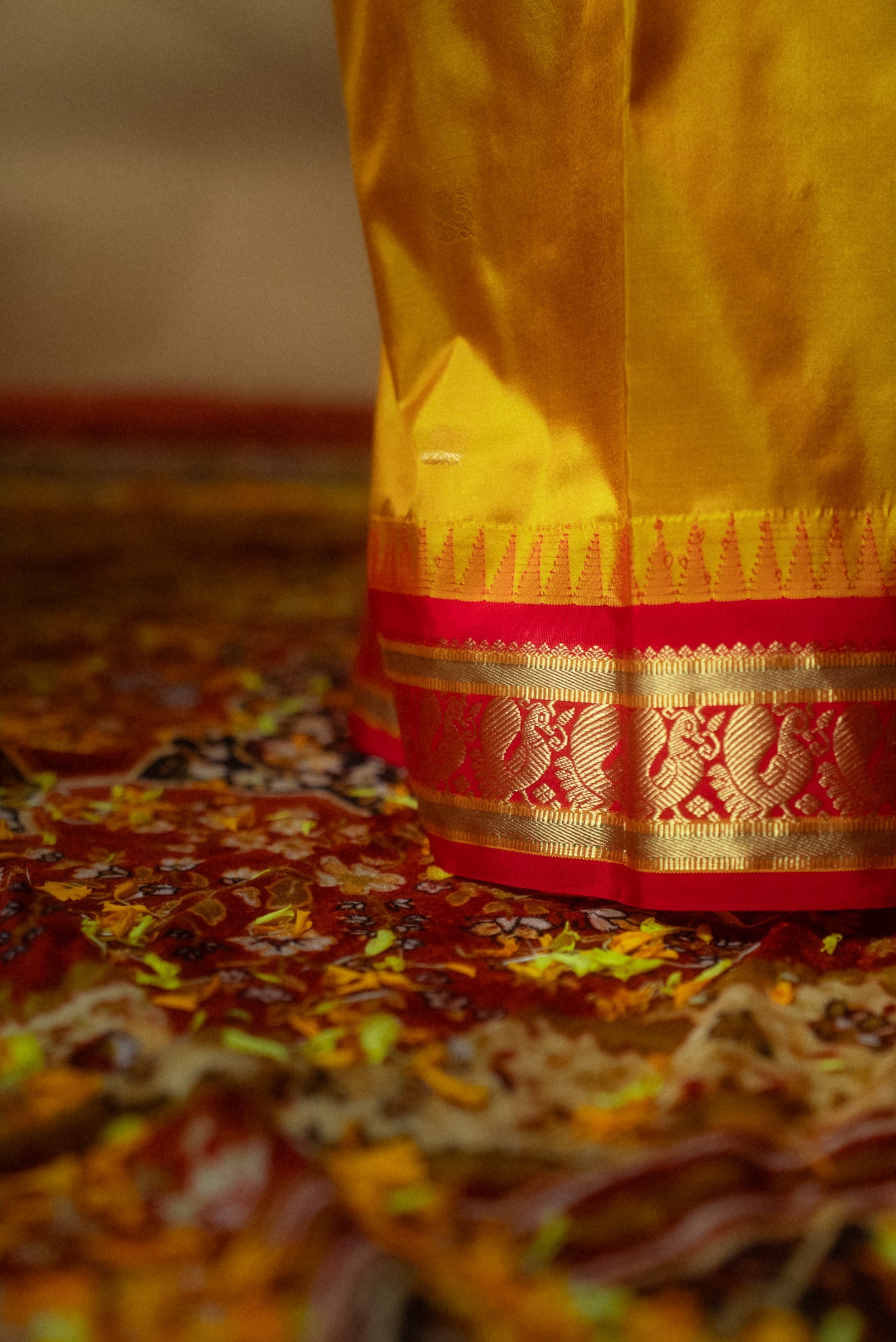Yellow Mulberry Silk Paithani Saree