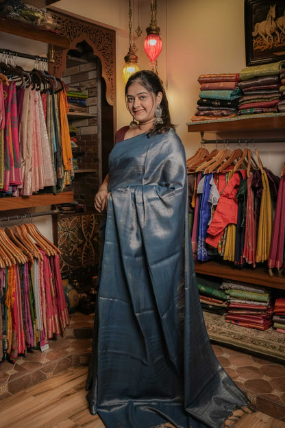 Blue Resham Silk Saree