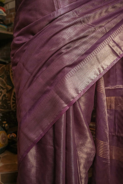 Purple Resham Silk Saree