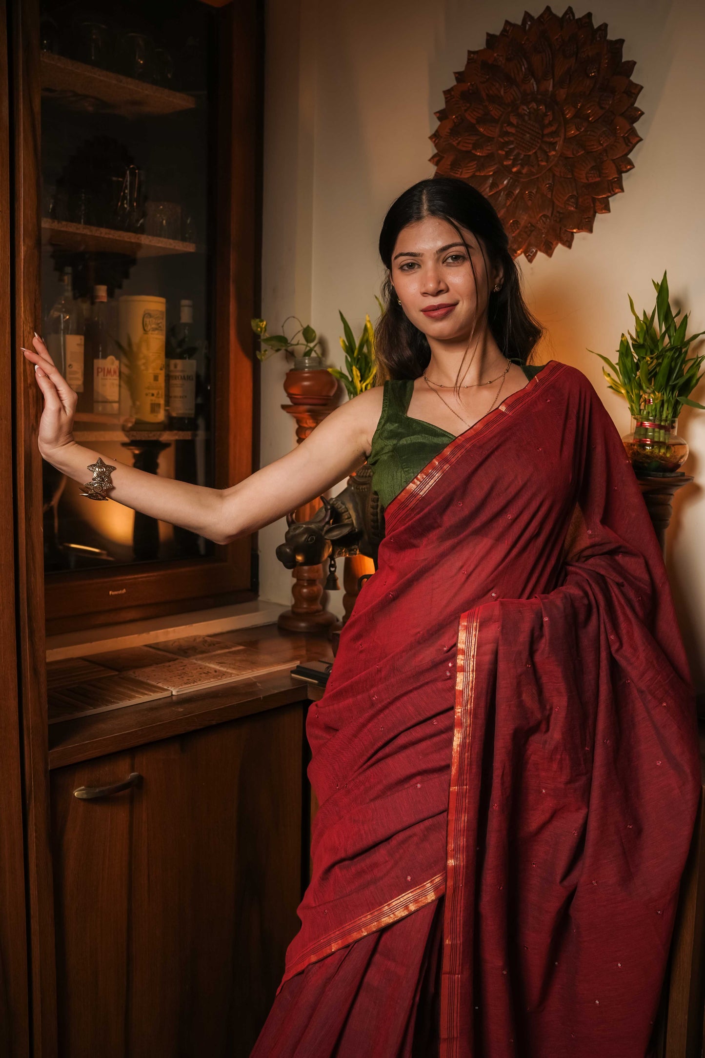 Maroon Soft Cotton Saree