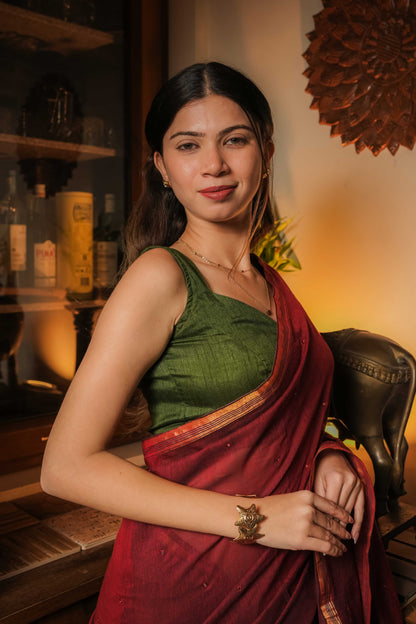 Maroon Soft Cotton Saree