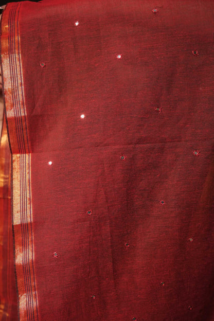 Maroon Soft Cotton Saree
