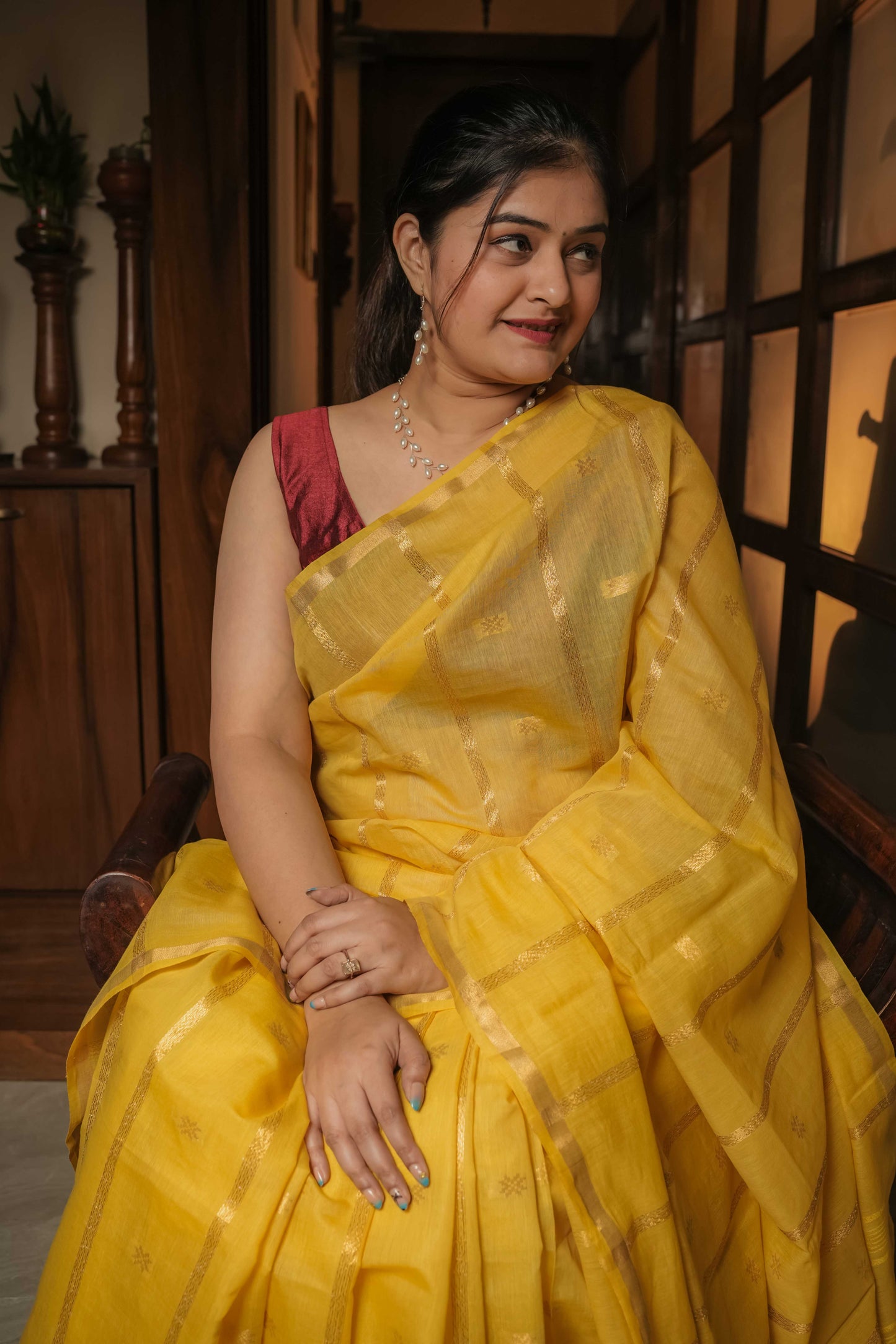 Yellow Resham Silk Saree