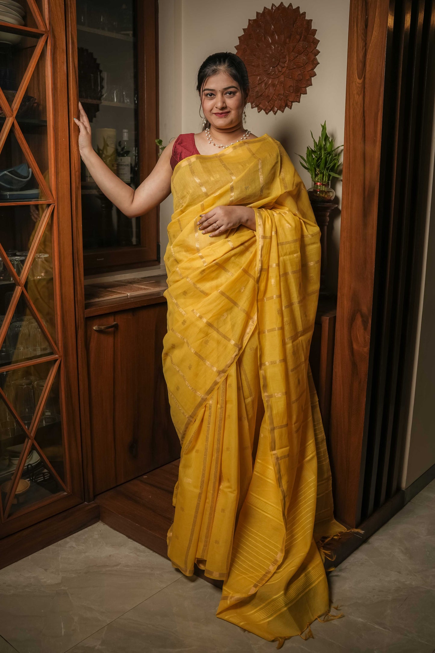 Yellow Resham Silk Saree