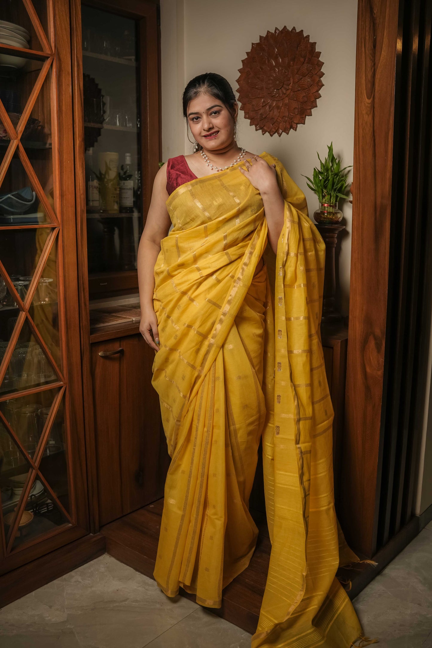 Yellow Resham Silk Saree