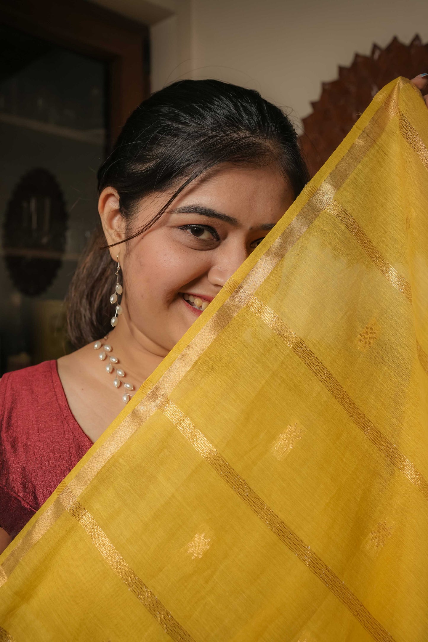 Yellow Resham Silk Saree