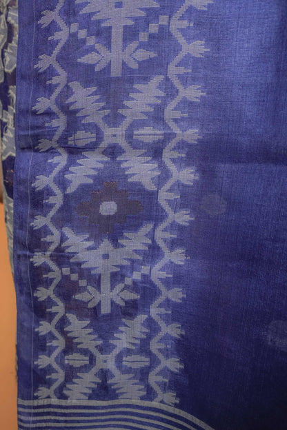 Blue Jamdani Tussar Saree