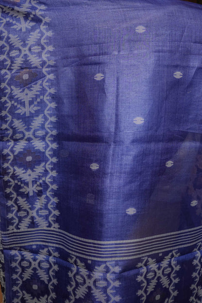 Blue Jamdani Tussar Saree