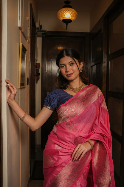 Pink Georgette Saree