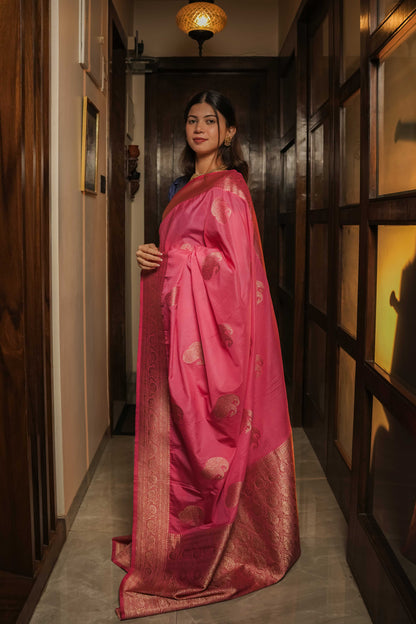 Pink Georgette Saree