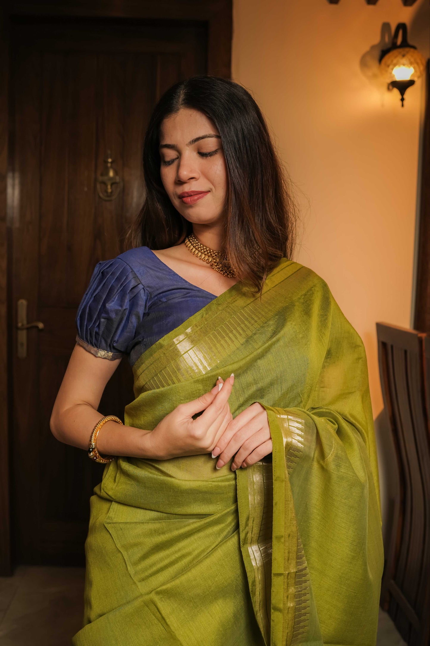Green Cotton Silk Saree