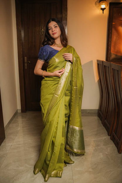 Green Cotton Silk Saree