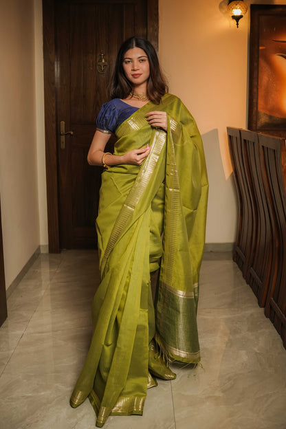 Green Cotton Silk Saree