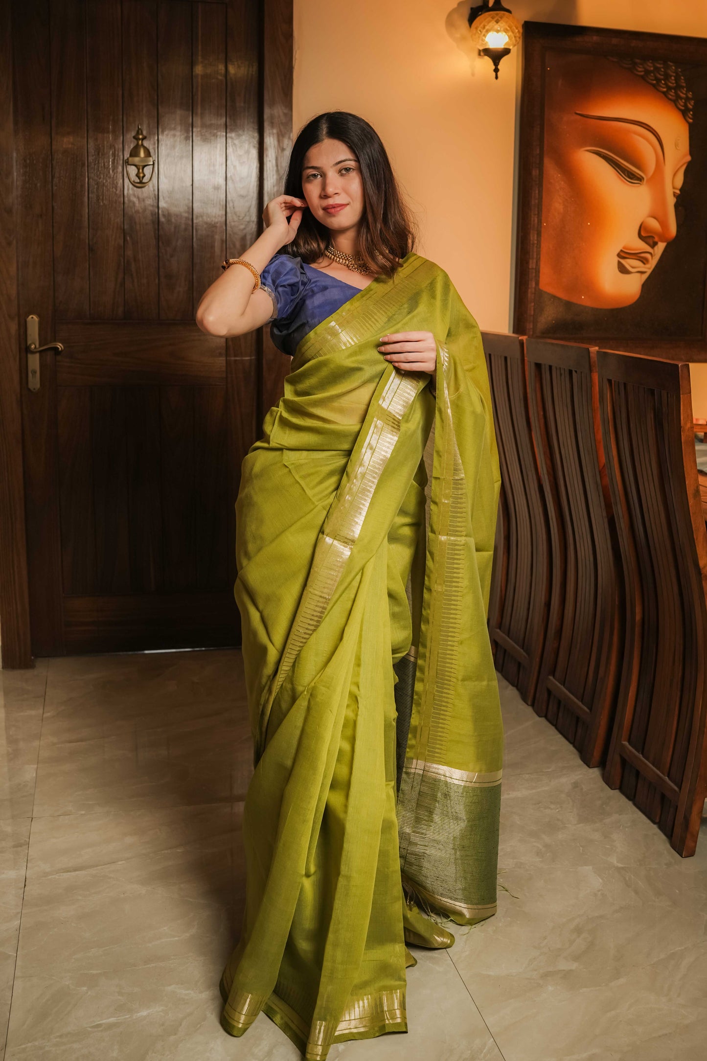 Green Cotton Silk Saree