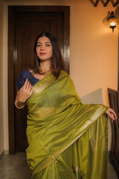 Green Cotton Silk Saree