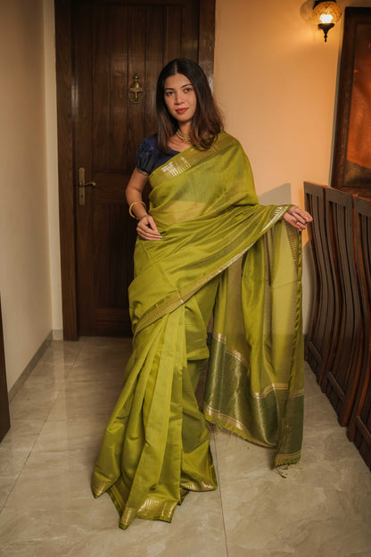 Green Cotton Silk Saree