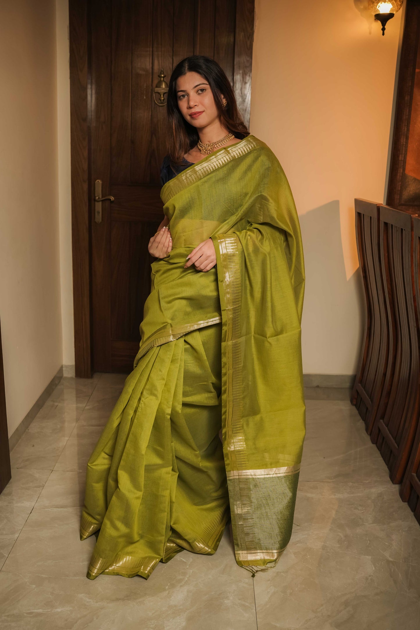 Green Cotton Silk Saree