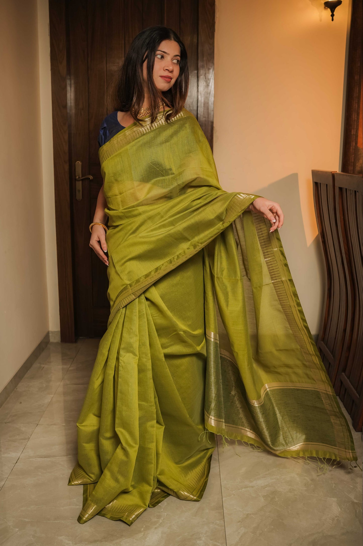 Green Cotton Silk Saree