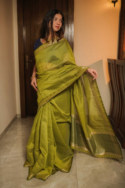 Green Cotton Silk Saree