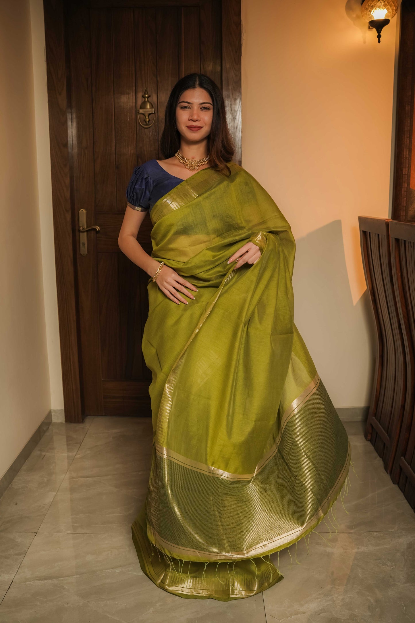 Green Cotton Silk Saree