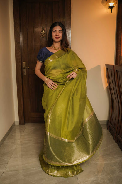 Green Cotton Silk Saree