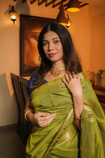 Green Cotton Silk Saree