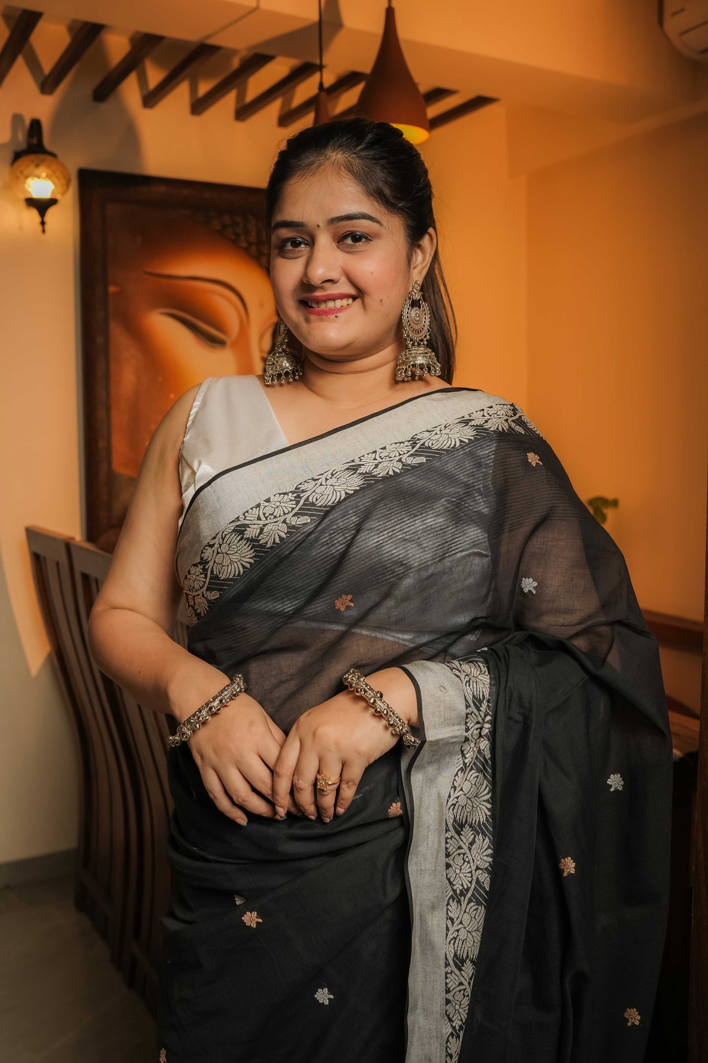 Black Soft Cotton Saree