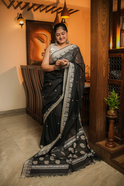 Black Soft Cotton Saree