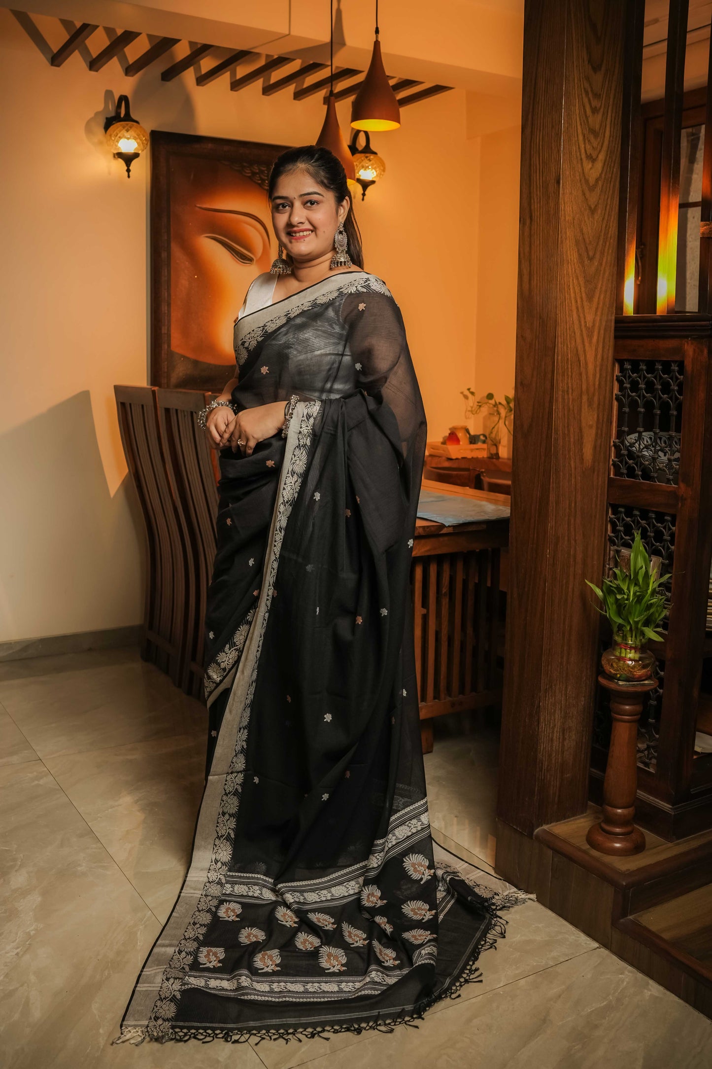Black Soft Cotton Saree