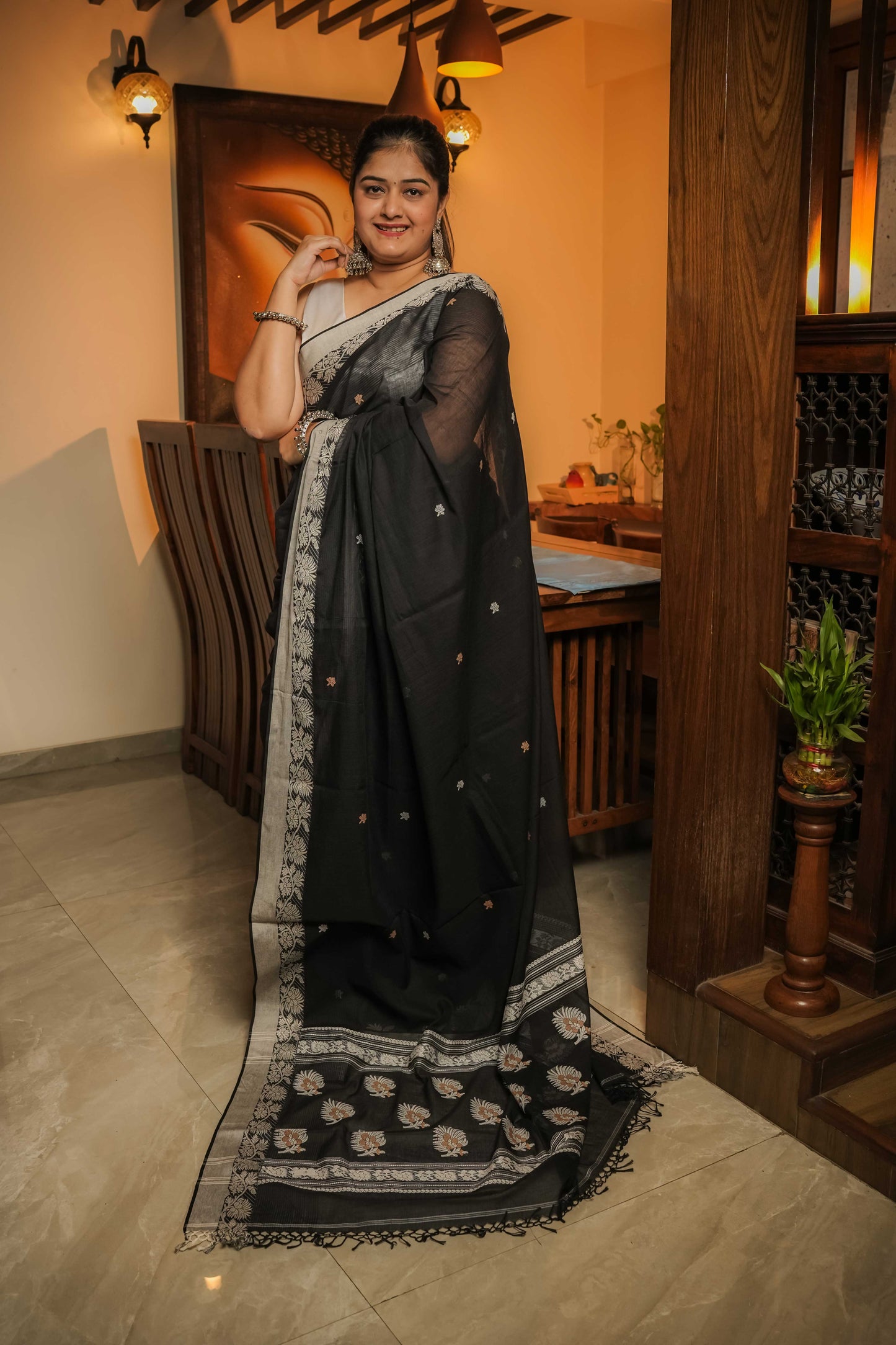 Black Soft Cotton Saree
