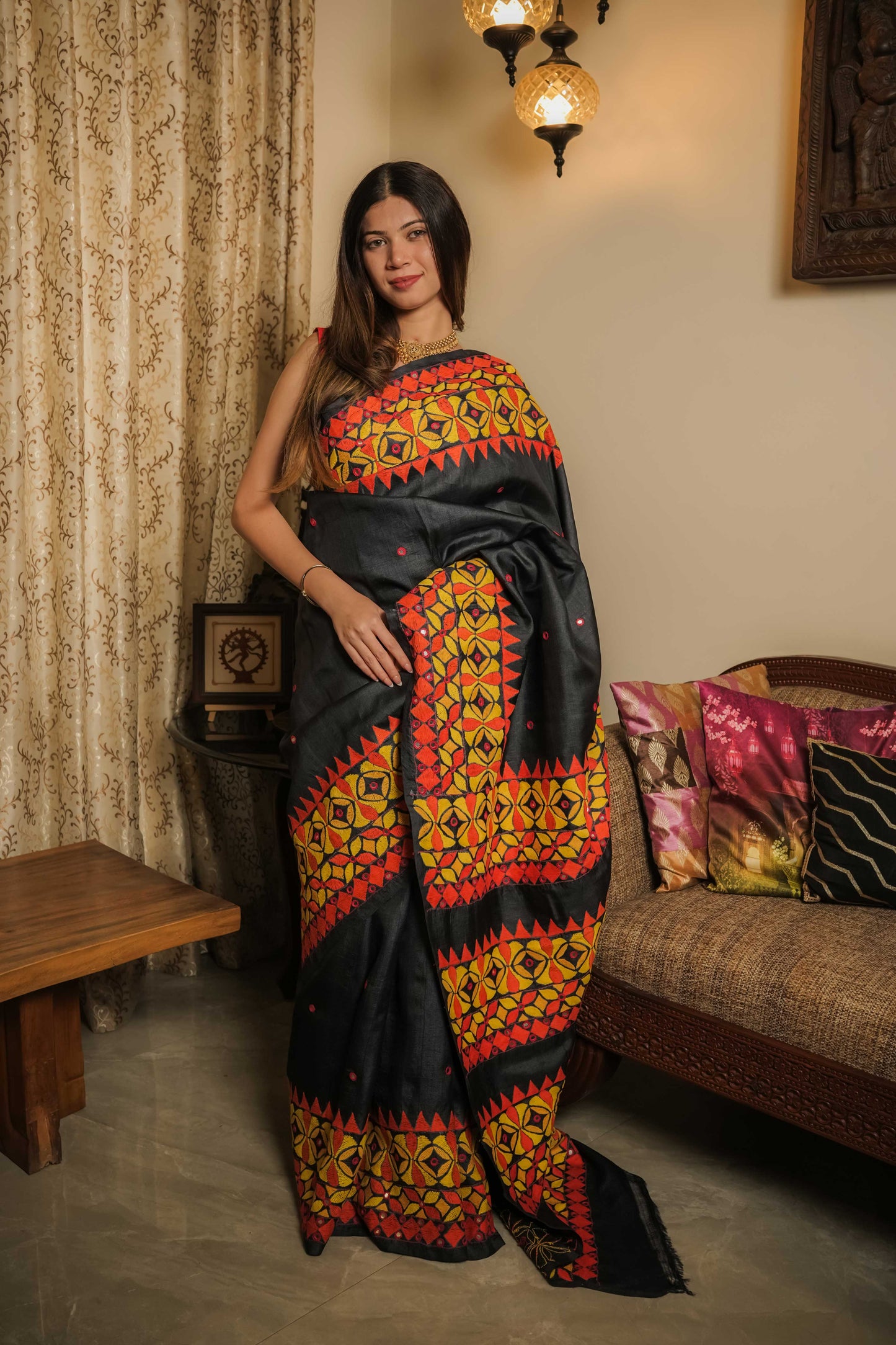 Black Tussar Silk Saree