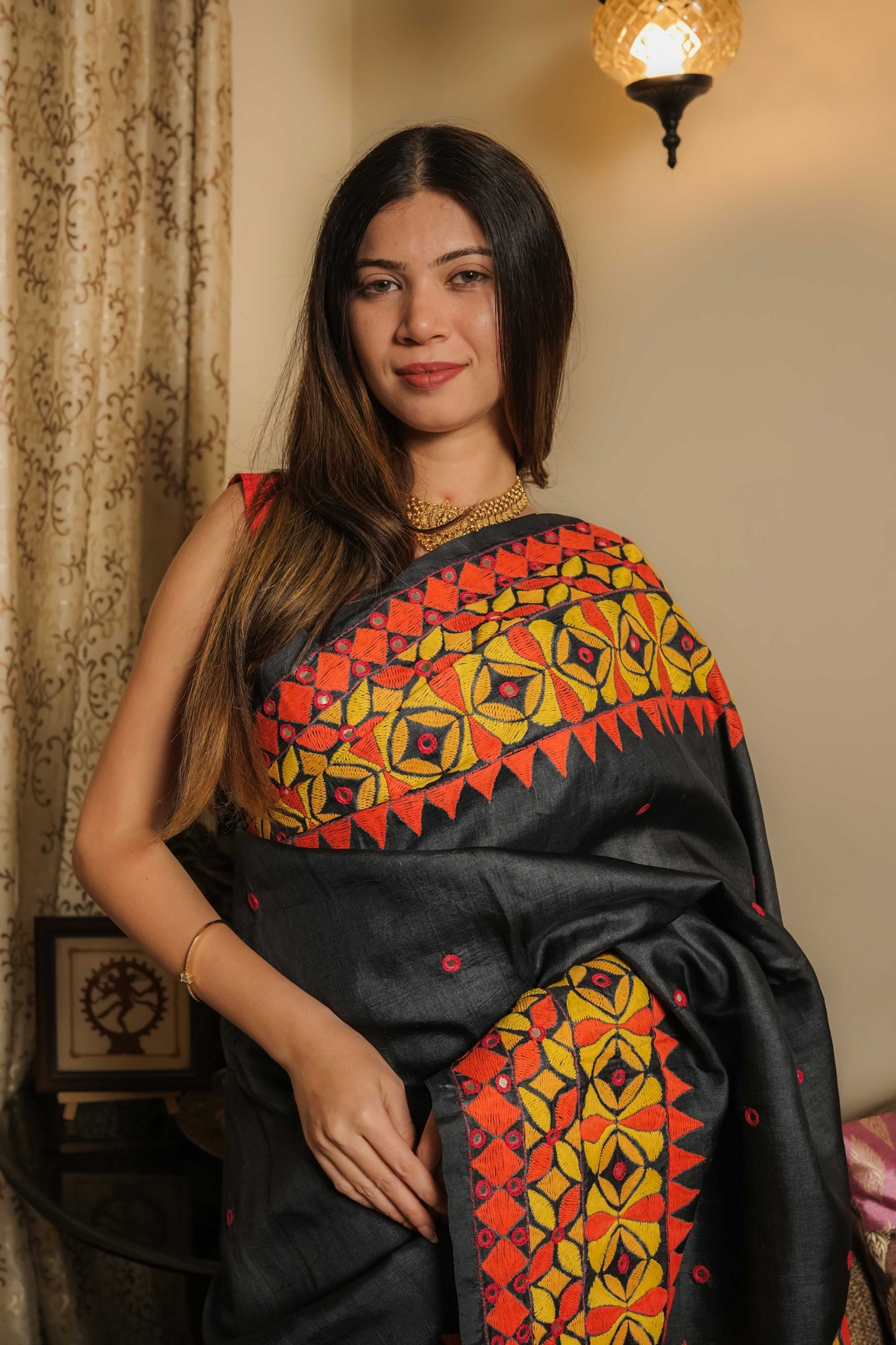 Black Tussar Silk Saree