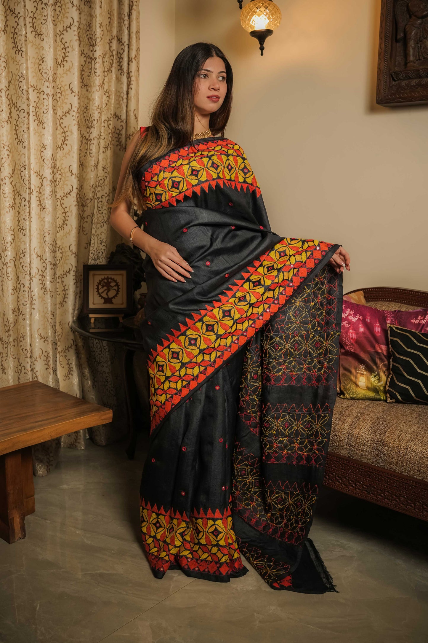 Black Tussar Silk Saree