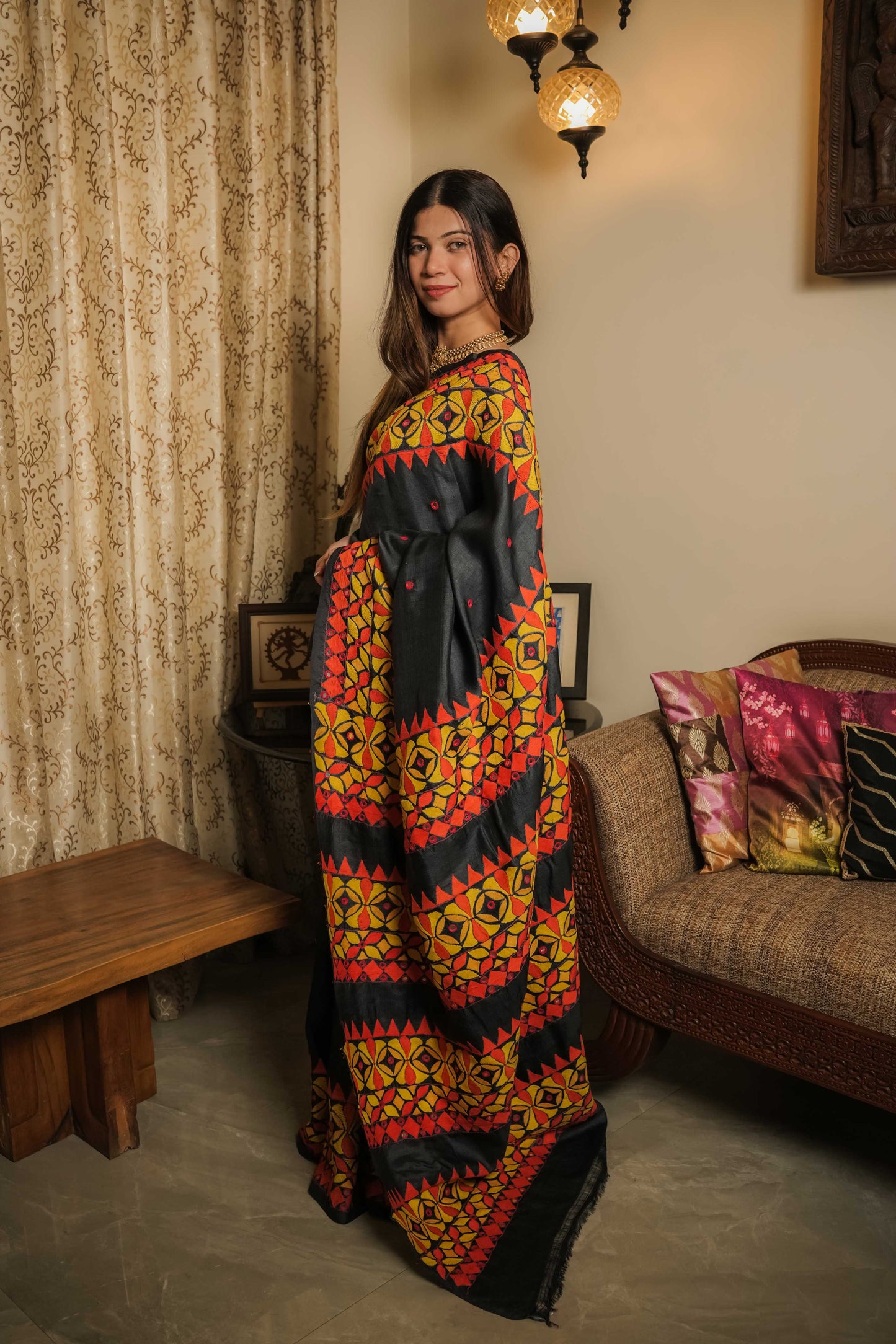 Black Tussar Silk Saree
