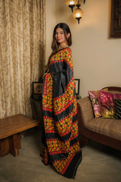 Black Tussar Silk Saree
