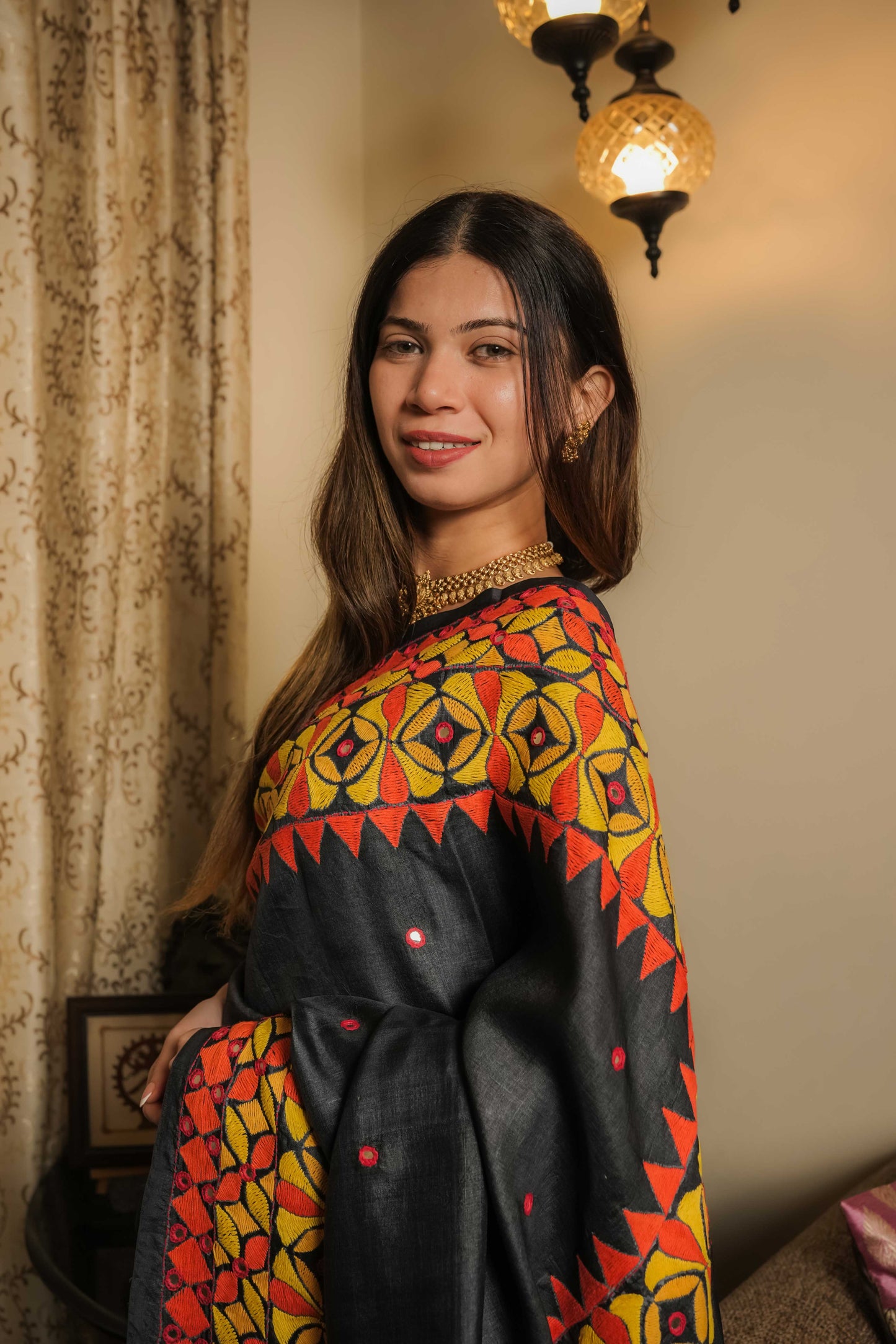 Black Tussar Silk Saree