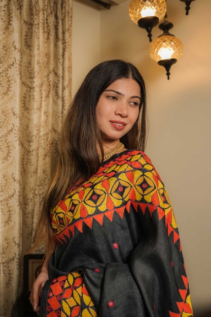 Black Tussar Silk Saree