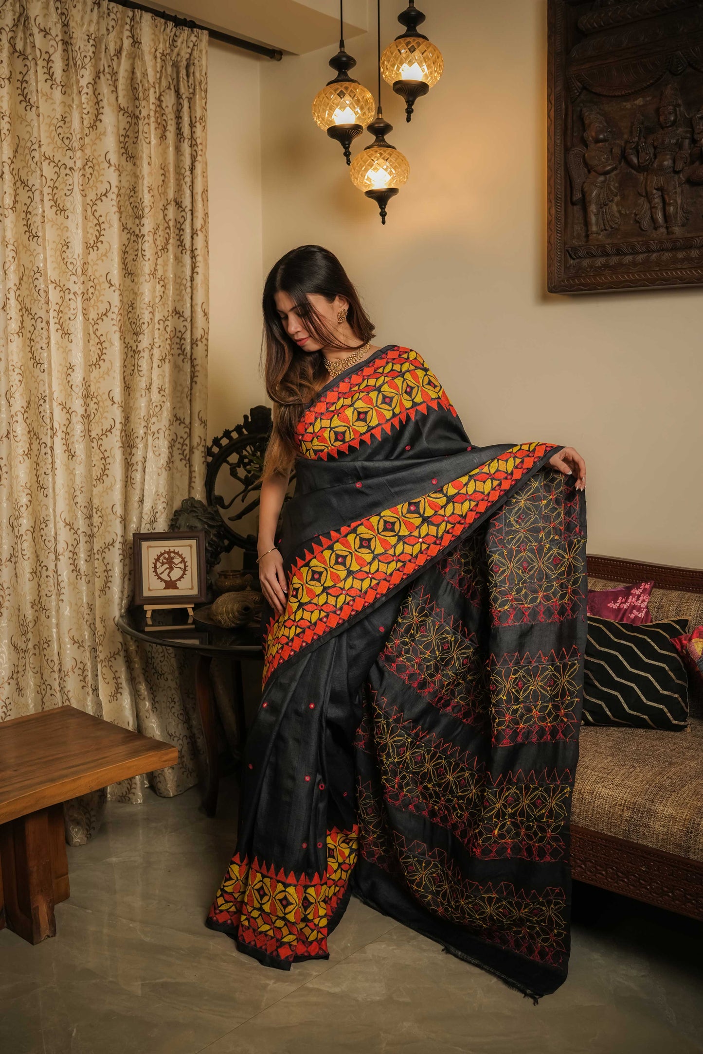 Black Tussar Silk Saree