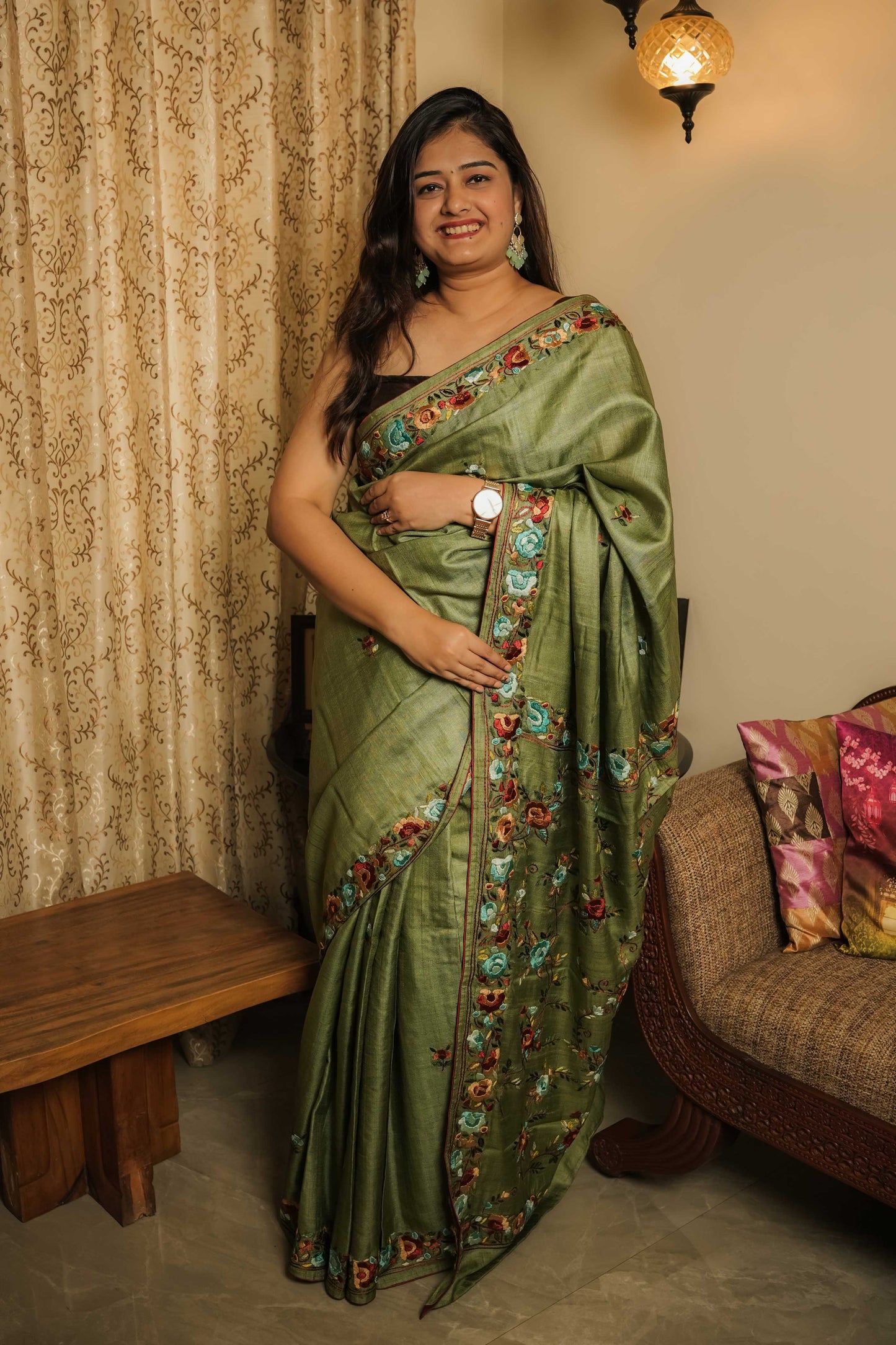 Green Gassi Tussar Saree